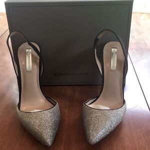 🎉HP🎉BCBGMaxAzria Black w/silver glitter heels 8M